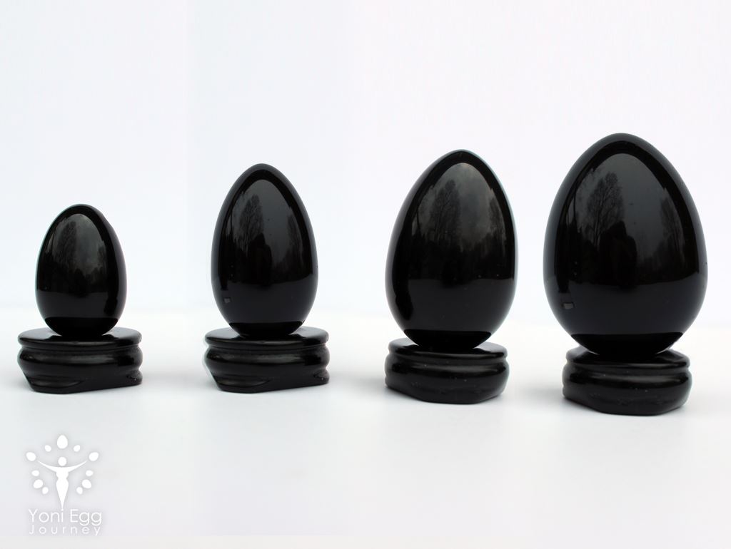 Black Obsidian Yoni Egg "Cleans and Reignite" Yoni Egg Yoni Egg Journeys Set of 4 Drilled