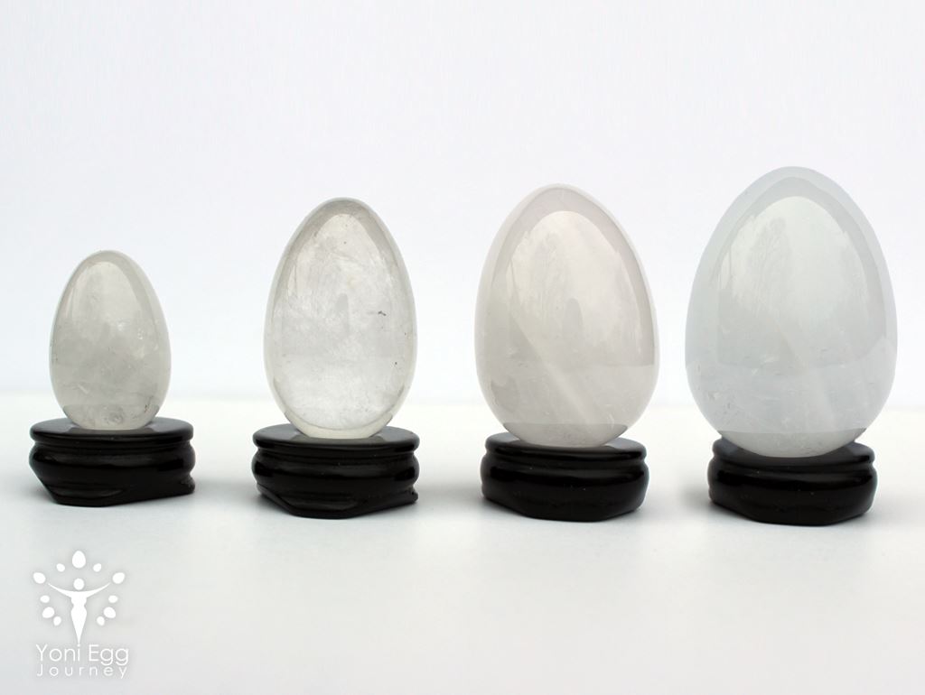 Clear Milky Quartz Yoni Egg "Fulfillment" Yoni Egg Yoni Egg Journeys Set of 4 Drilled