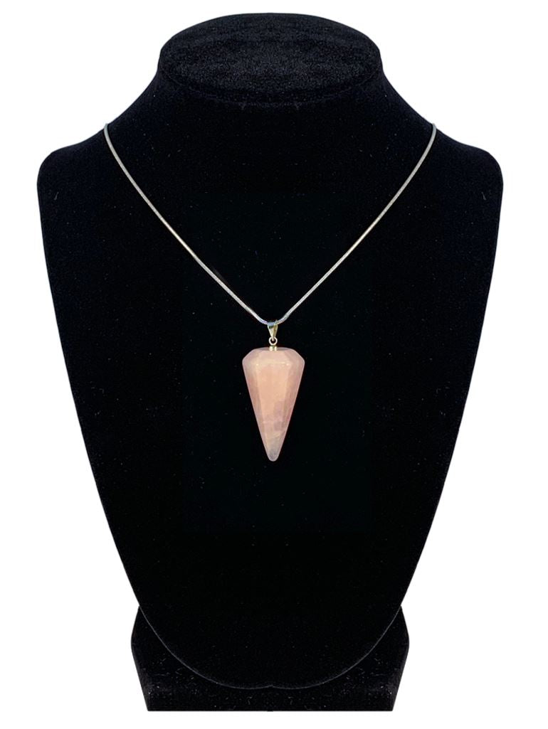 Rose Quartz Hexagonal Pyramid Shaped Necklace Jewelry YE Journeys