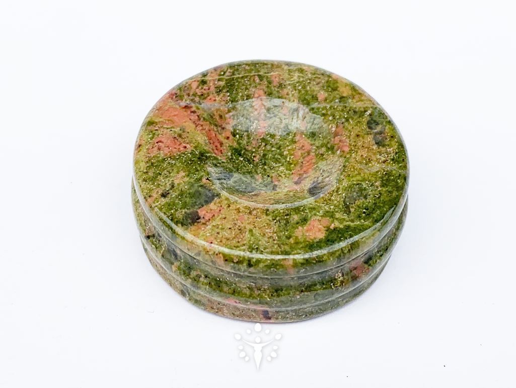 Round Natural Gemstone Stand Yoni Egg Stand YE Journeys Unakite