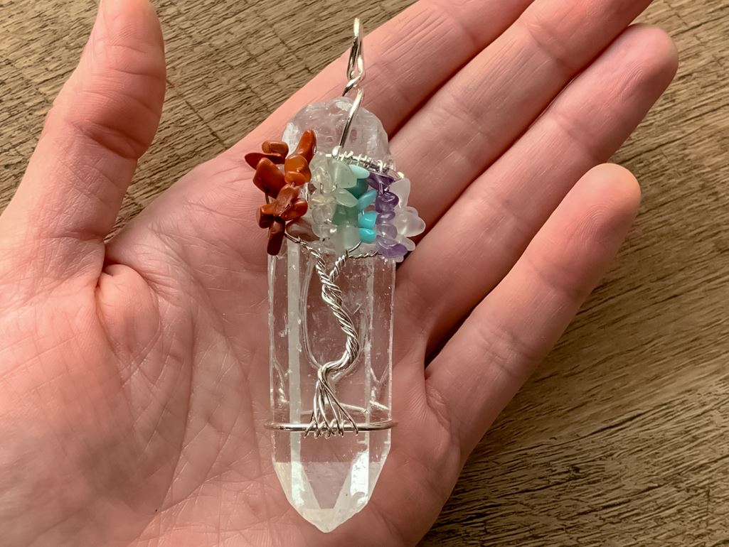 Tree of Life on Clear Quartz Point Pendulum Pendulum YE Journeys