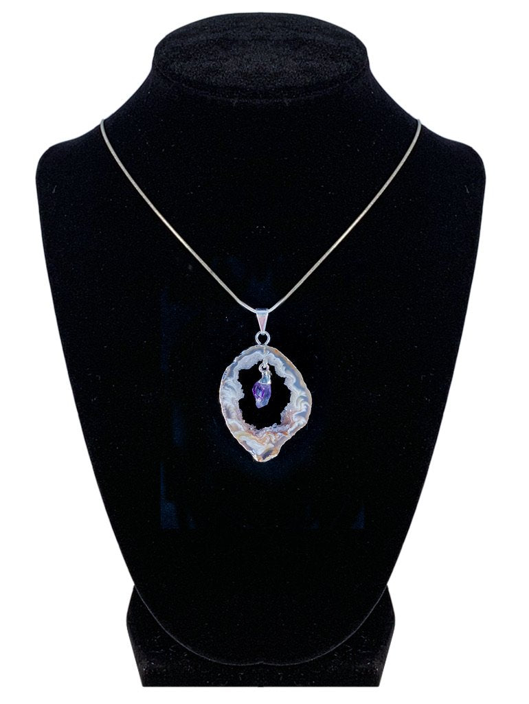 Amethyst in Natural Agate "All 7 Chakras Balancing" Necklace Jewelry YE Journeys 