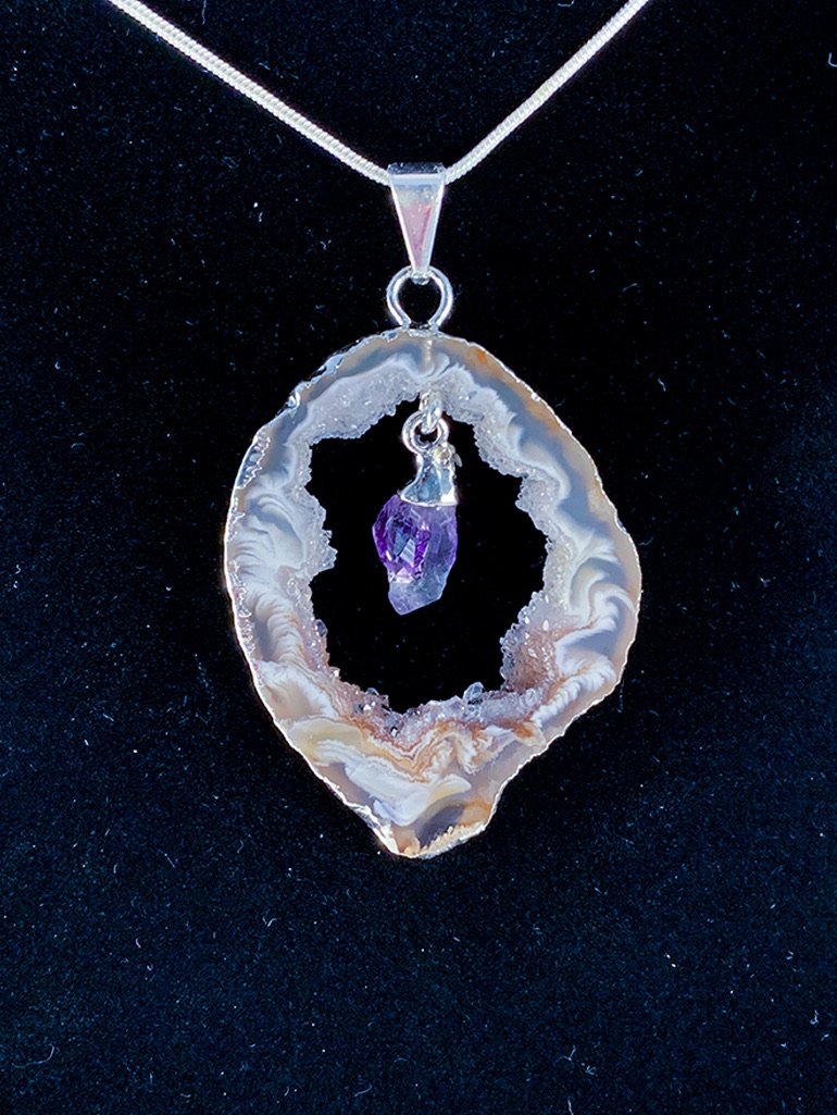 Amethyst in Natural Agate "All 7 Chakras Balancing" Necklace Jewelry YE Journeys 