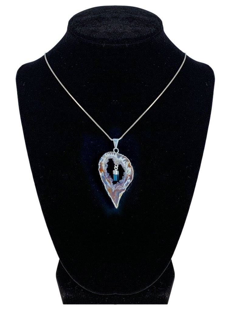 Black Tourmaline in Natural Agate "All 7 Chakras Balancing" Necklace Jewelry YE Journeys 