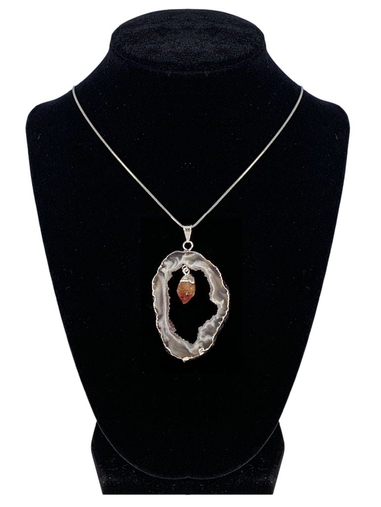 Citrine in Natural Agate "All 7 Chakras Balancing" Necklace Jewelry YE Journeys 
