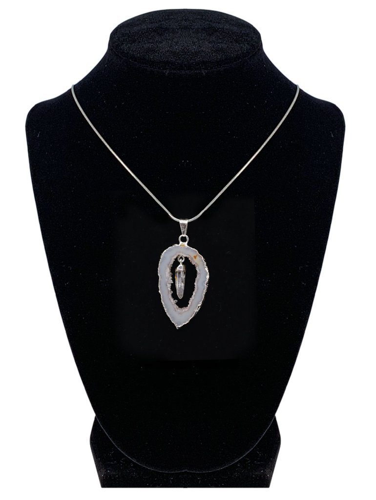 Clear Quartz in Natural Agate "All 7 Chakras Balancing" Necklace Jewelry YE Journeys 