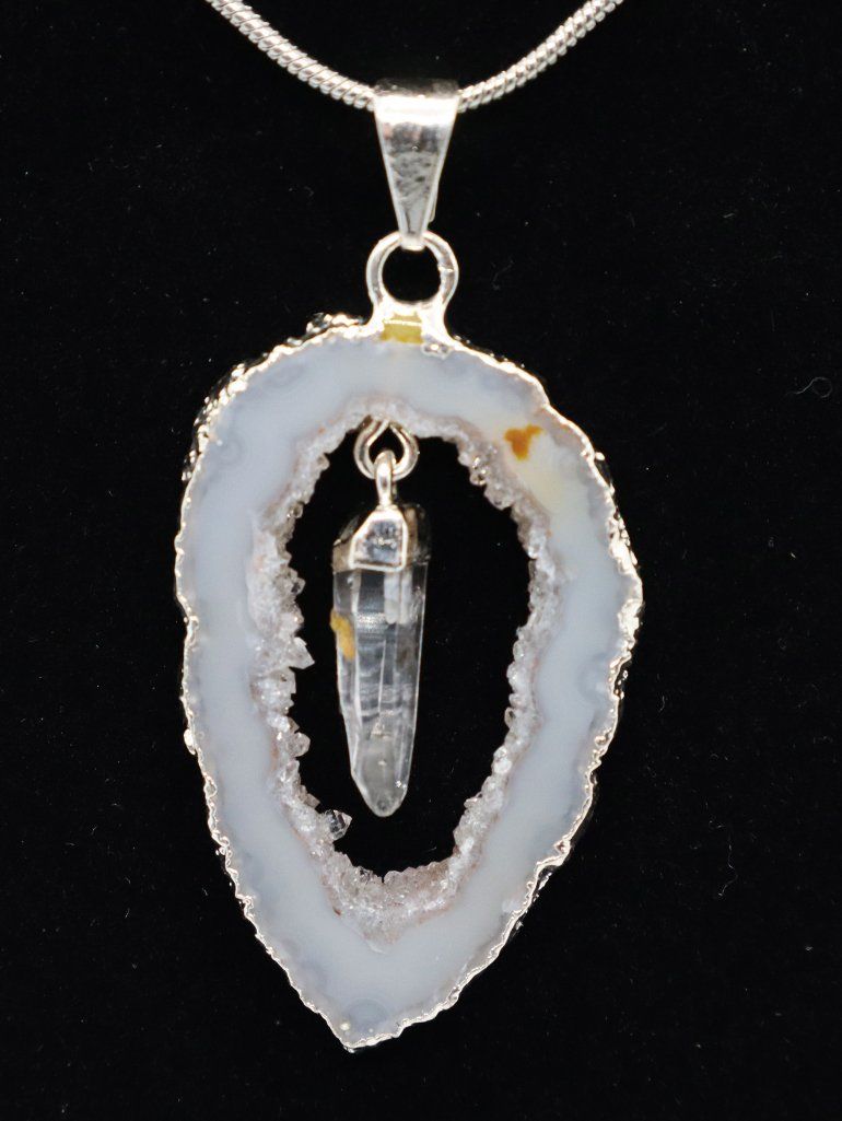 Clear Quartz in Natural Agate "All 7 Chakras Balancing" Necklace Jewelry YE Journeys 