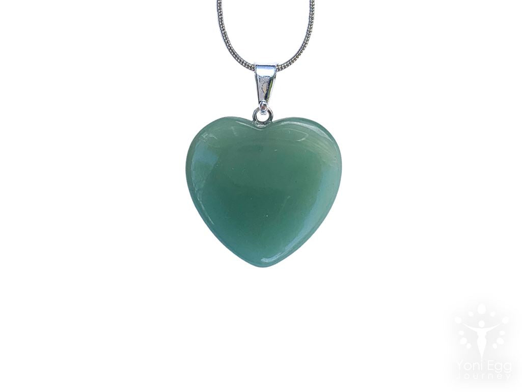 Green Aventurine Heart Shaped Necklace "Well Being and Adventure" Jewelry YE Journeys 