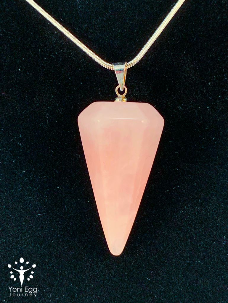Rose Quartz Hexagonal Pyramid Shaped Necklace Jewelry YE Journeys 