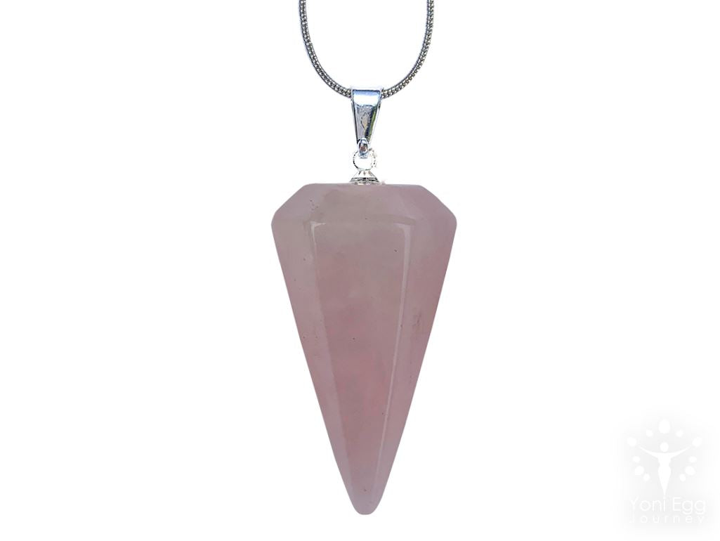 Rose Quartz Hexagonal Pyramid Shaped Necklace Jewelry YE Journeys 