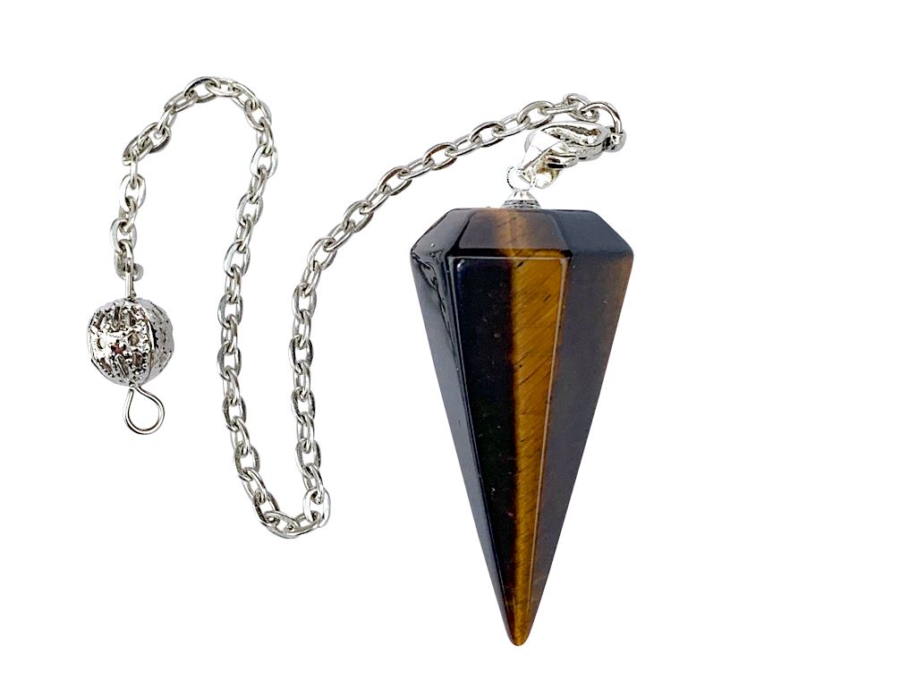Sacred Hexagon Point Pendulum Pendulum YE Journeys Tiger Eye 
