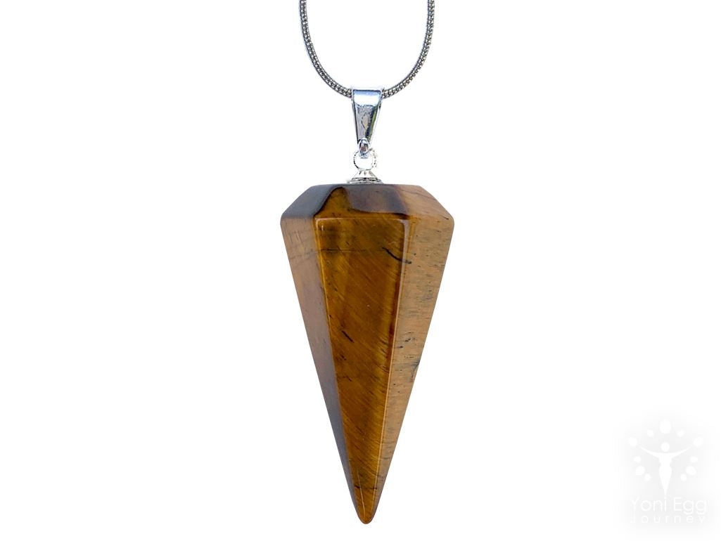 Tiger Eye Hexagonal Pyramid Shaped Necklace Jewelry YE Journeys 