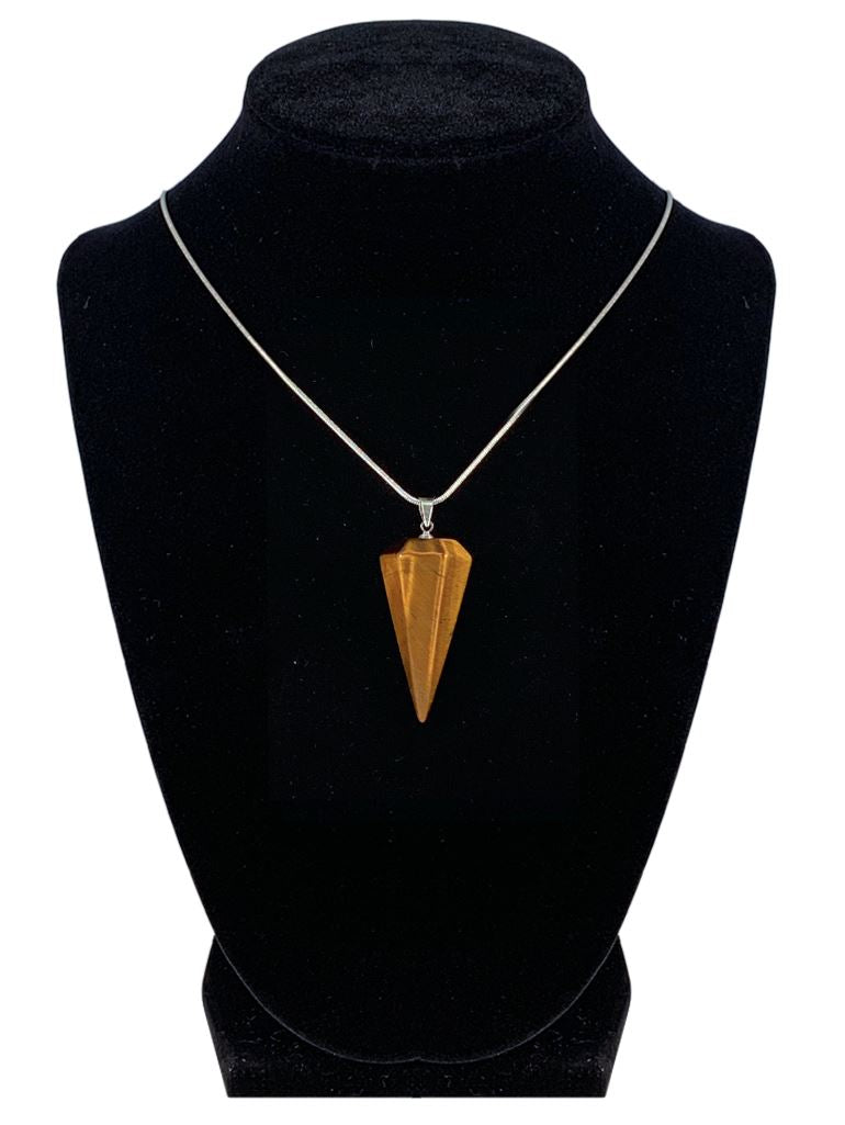 Tiger Eye Hexagonal Pyramid Shaped Necklace Jewelry YE Journeys 